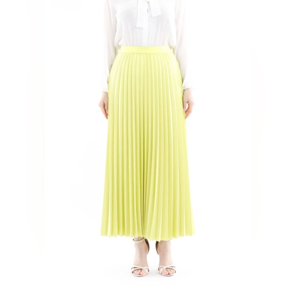 G-Line Women’s Pistachio Green Pleated Maxi Skirt with Elastic Waist Band - Picture 2 of 6